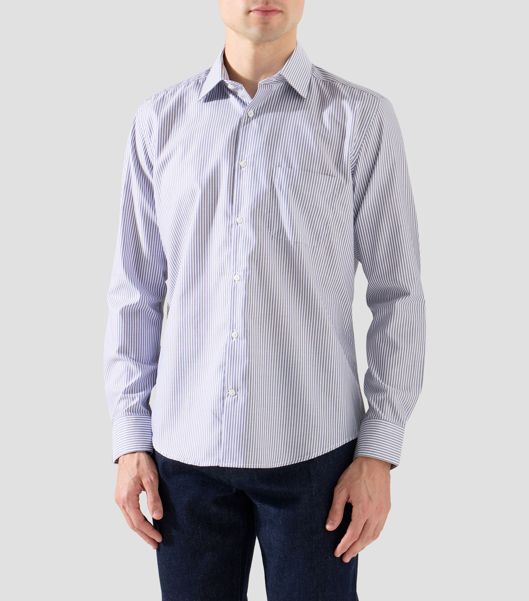 Camisa a rayas manga larga Hombre